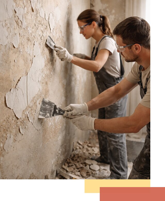 Снятие старой шпаклевки и подготовка поверхностей в Конаково
