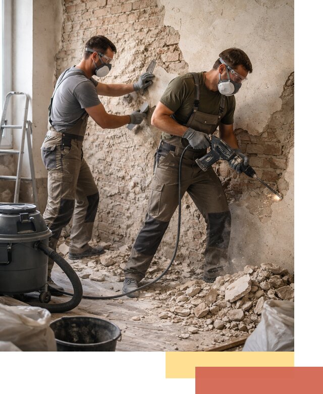 Демонтаж штукатурки со стен в Конаково быстро и аккуратно