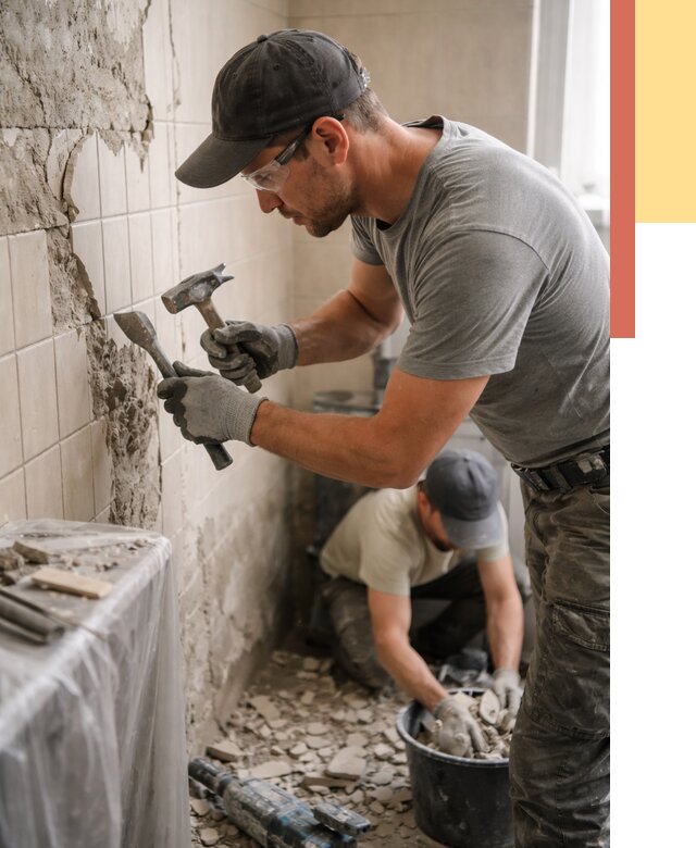 Демонтаж плитки со стен в Конаково от 862 руб. — быстро и недорого | ОТДЕЛОЧНИК-Кнк