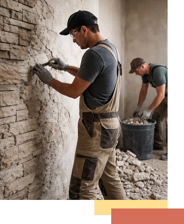 Демонтаж декоративного камня в Конаково профессионально и безопасно