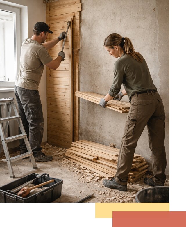 Демонтаж вагонки со стен в Конаково — профессиональный демонтаж