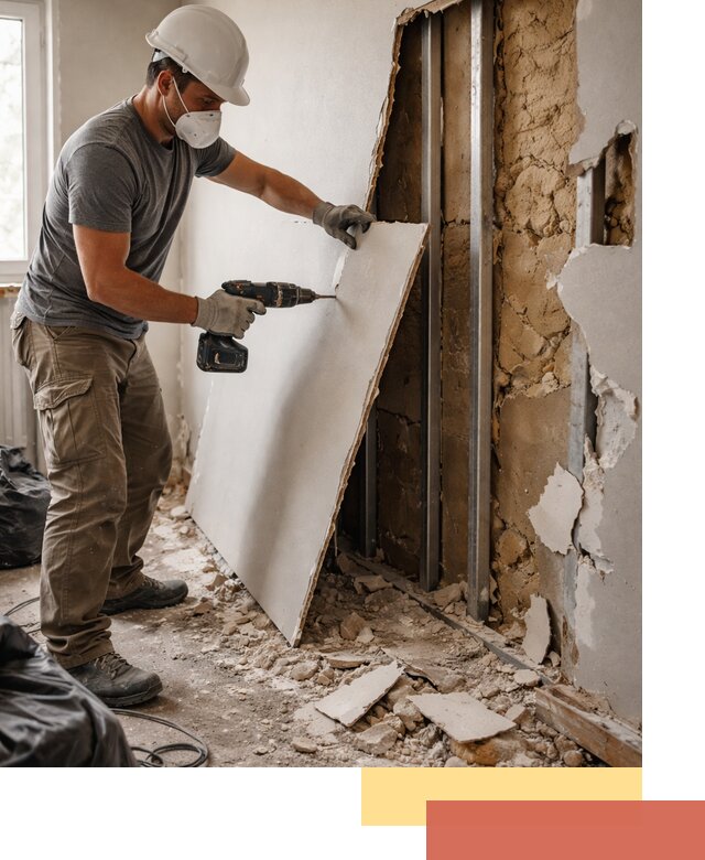 Демонтаж гипсокартона со стен в Конаково качественно и быстро