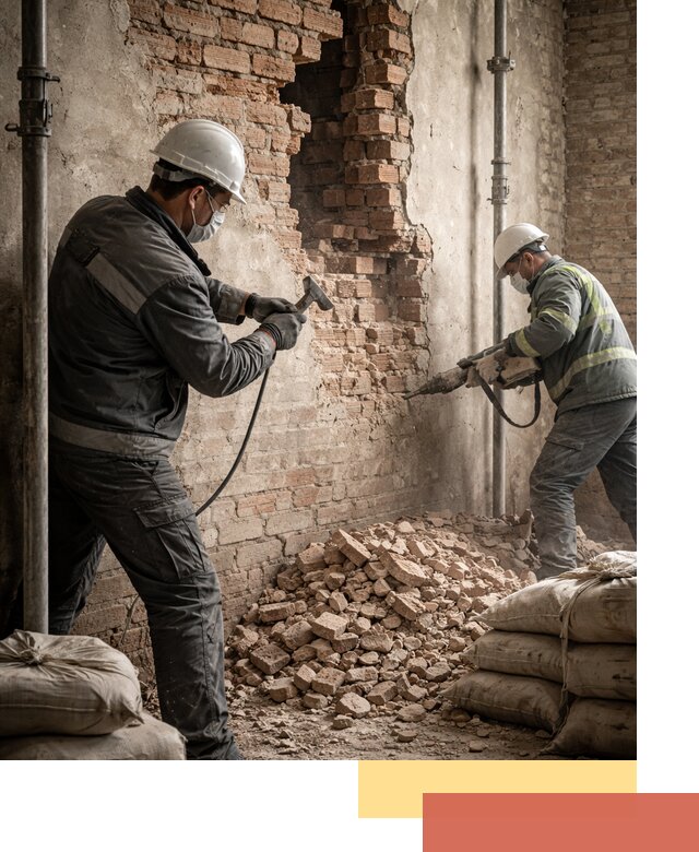 Демонтаж кирпичных стен в Конаково быстро и безопасно