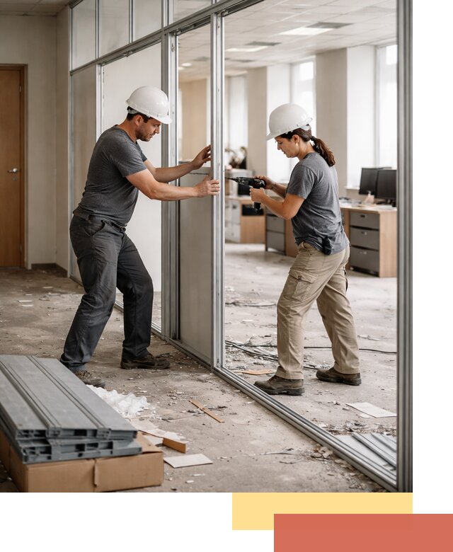 Демонтаж алюминиевых перегородок в Конаково быстро и аккуратно