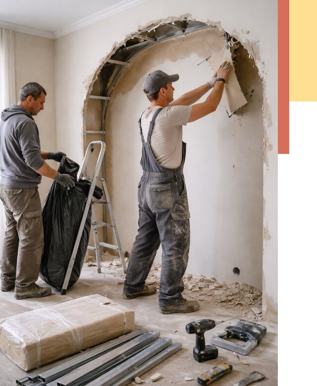 Демонтаж арки из гипсокартона в Конаково от 3548 руб. — услуги под ключ | ОТДЕЛОЧНИК-Кнк