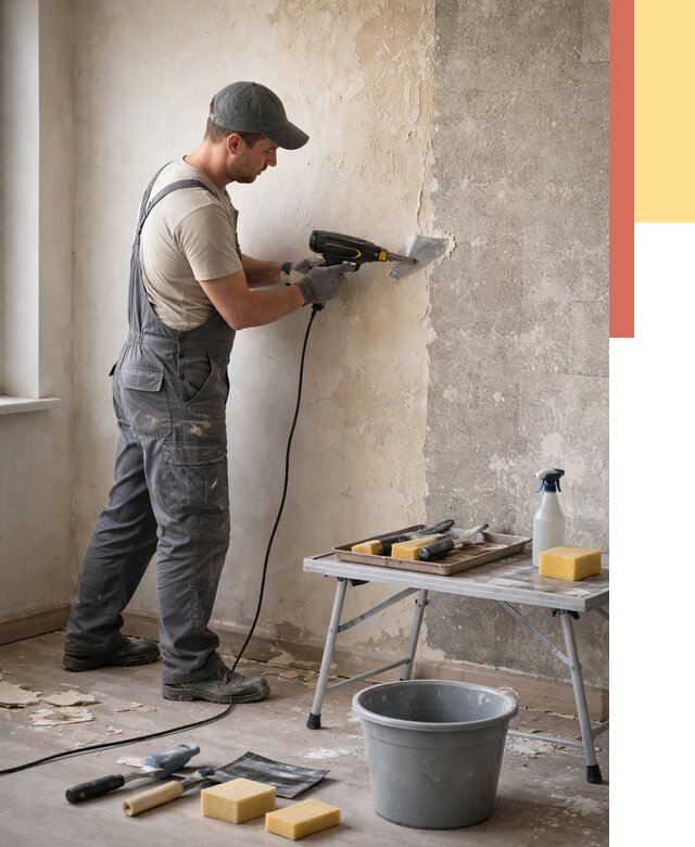 Очистка стен от клея в Конаково от 1875 руб. — снятие и удаление клея со стен | ОТДЕЛОЧНИК-Кнк