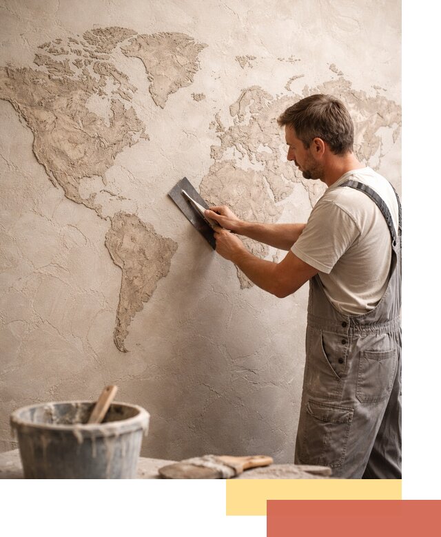 Декоративная штукатурка «Карта мира» под ключ в Конаково