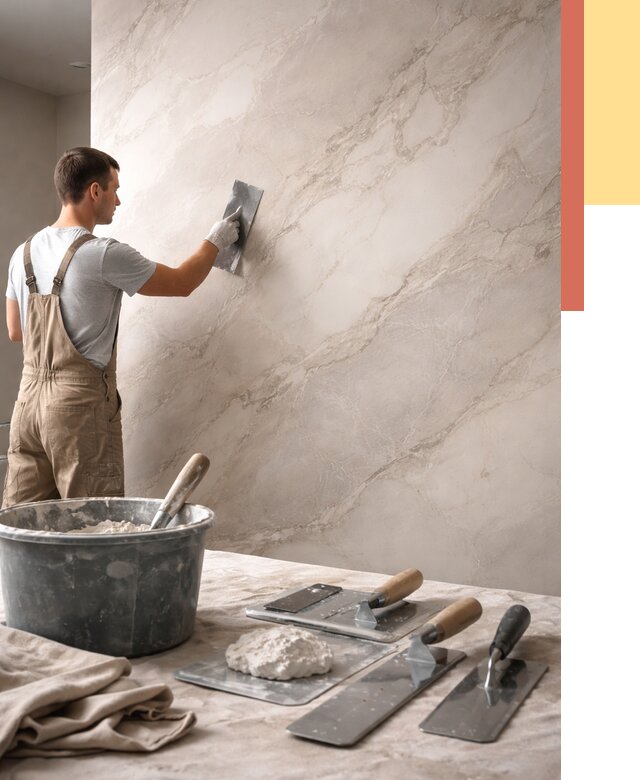 Декоративная штукатурка под мрамор в Конаково от 2838 руб./м² — быстро и недорого | ОТДЕЛОЧНИК-Кнк