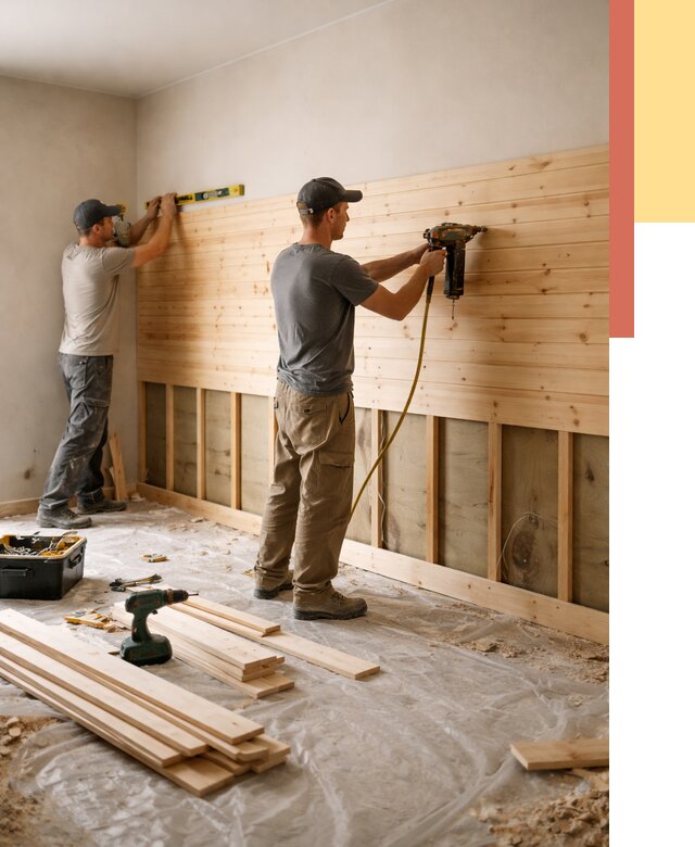 Монтаж деревянной вагонки на стены в Конаково от 7603 руб. | Услуги монтажа вагонки | ОТДЕЛОЧНИК-Кнк