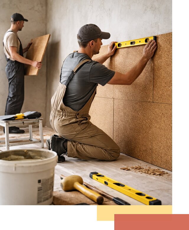 Монтаж пробковых панелей на стены в Конаково быстро и качественно