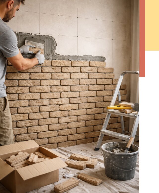 Монтаж декоративного кирпича в Конаково от 3244 руб./м² — быстро и недорого | ОТДЕЛОЧНИК-Кнк