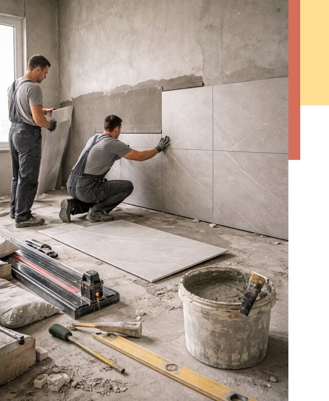 Облицовка стен керамогранитом в Конаково от 4258 руб./м² — услуги под ключ | ОТДЕЛОЧНИК-Кнк