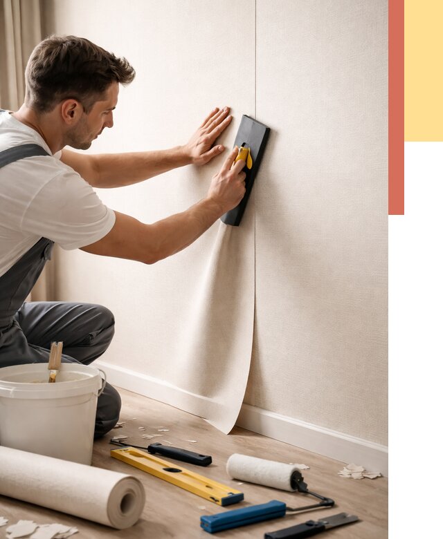 Поклейка виниловых обоев в Конаково от 4562 руб. | Быстро и недорого — ОТДЕЛОЧНИК-Кнк