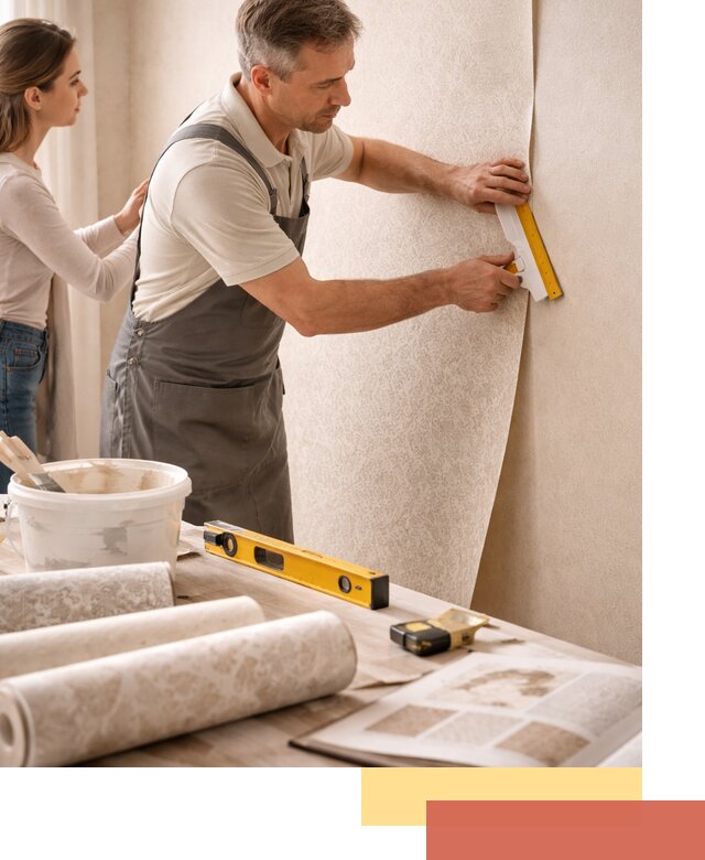 Поклейка обоев с подбором рисунка в Конаково