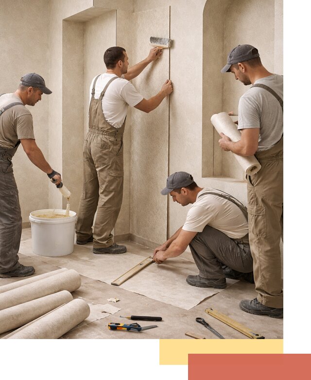 Поклейка обоев на сложные стены и неровные поверхности в Конаково