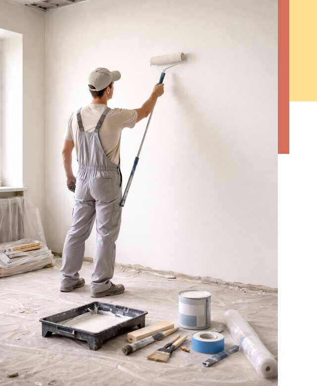 Покраска стен водоэмульсионной краской в Конаково от 456 руб. за м² | ОТДЕЛОЧНИК-Кнк