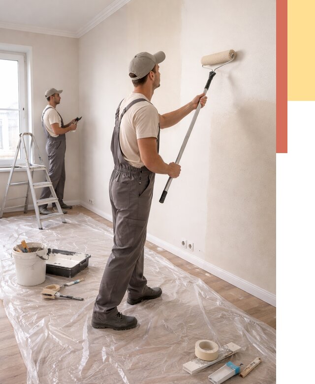 Покраска стен акриловой краской в Конаково от 3548 руб./м² — быстро и недорого | ОТДЕЛОЧНИК-Кнк