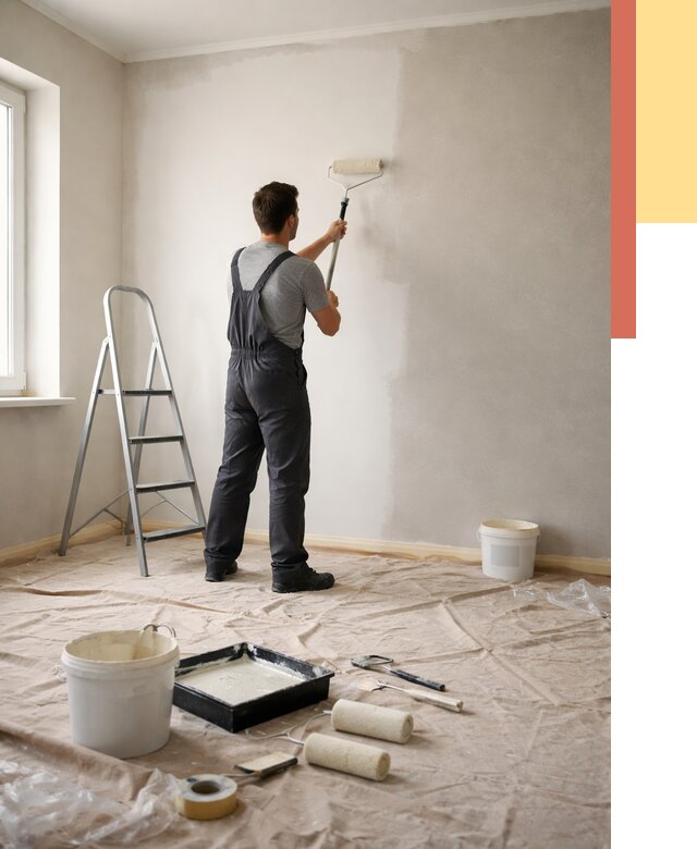 Покраска стен моющейся краской в Конаково от 355 руб./м² — быстро и недорого | ОТДЕЛОЧНИК-Кнк