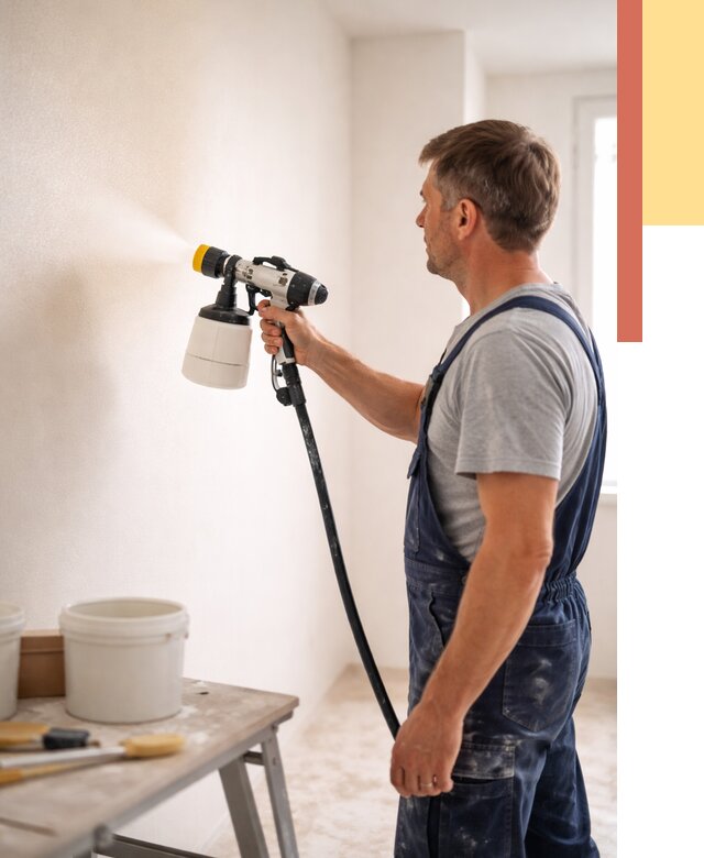 Покраска стен краскопультом в Конаково от 7603 руб. — механизированная покраска | ОТДЕЛОЧНИК-Кнк