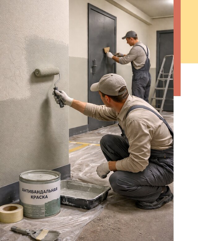 Покраска стен антивандальной краской в Конаково от 4562 руб./м² под ключ | ОТДЕЛОЧНИК-Кнк