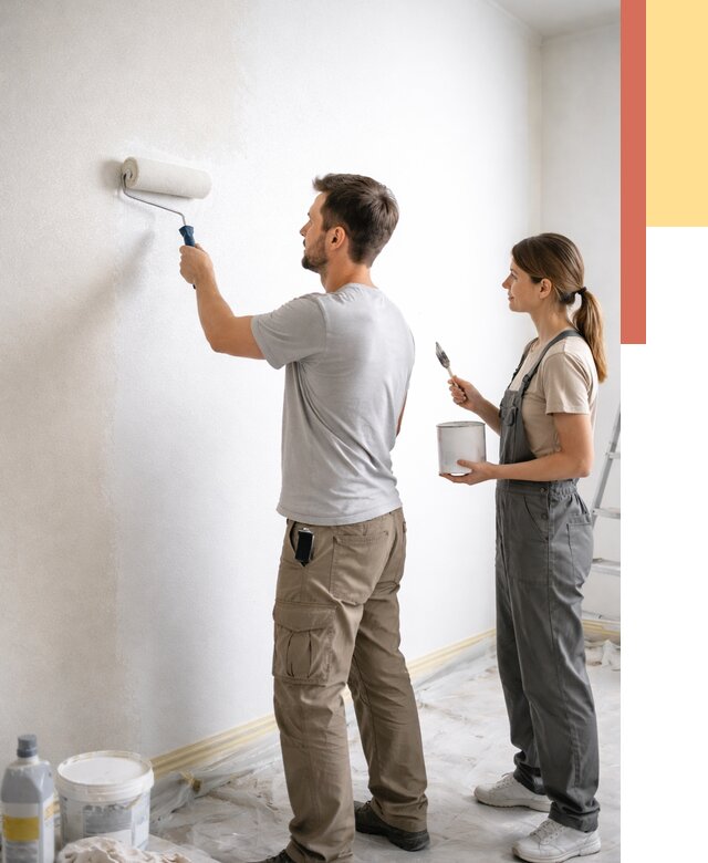 Окраска стен по стеклохолсту в Конаково от 4562 руб/м² под ключ | ОТДЕЛОЧНИК-Кнк