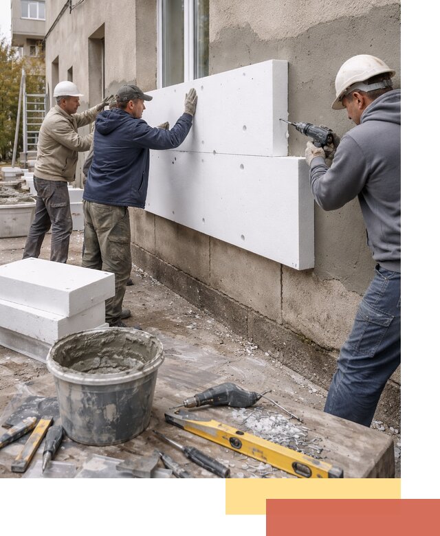 Утепление наружных стен пенопластом в Конаково