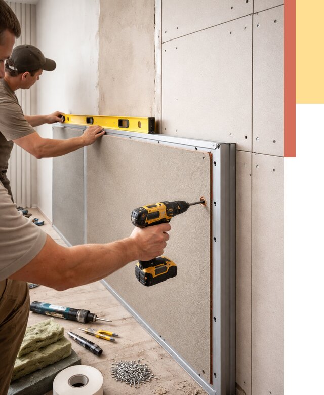 Шумоизоляция стен панелями ЗИПС в Конаково от 2230 руб./м² под ключ | ОТДЕЛОЧНИК-Кнк