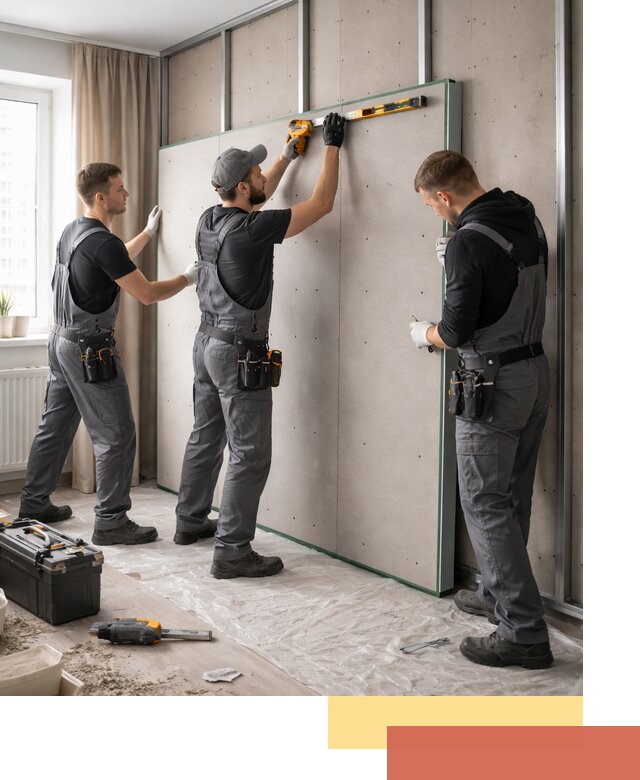 Шумоизоляция стен панелями ЗИПС в Конаково для жилых и коммерческих помещений