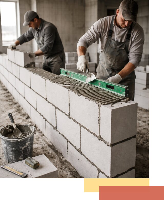 Кладка перегородок из газобетона в Конаково быстро и качественно