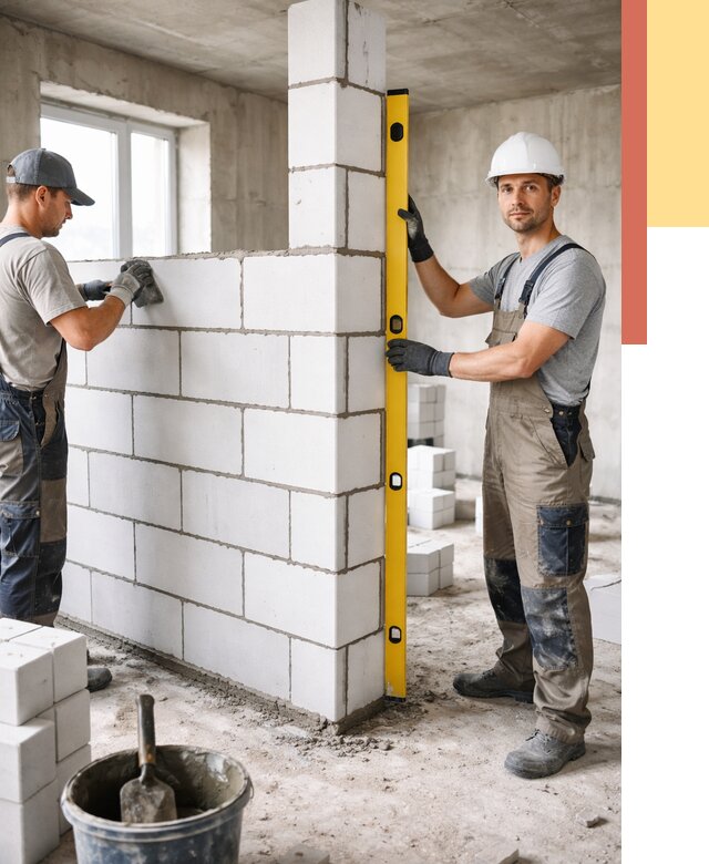 Кладка перегородок из пеноблока в Конаково от 1825 руб. под ключ | ОТДЕЛОЧНИК-Кнк