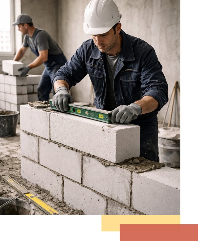 Кладка перегородок из пеноблока под ключ в Конаково