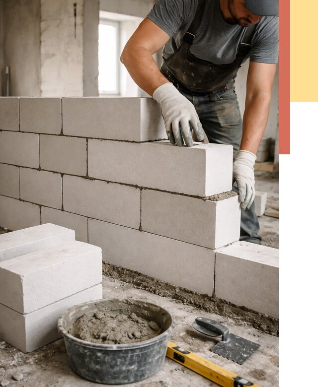 Кладка перегородок из силикатного блока в Конаково от 4055 руб. под ключ | ОТДЕЛОЧНИК-Кнк