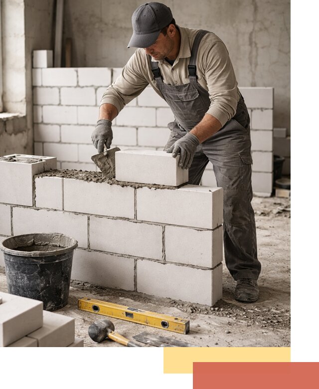 Кладка перегородок из силикатного блока в Конаково