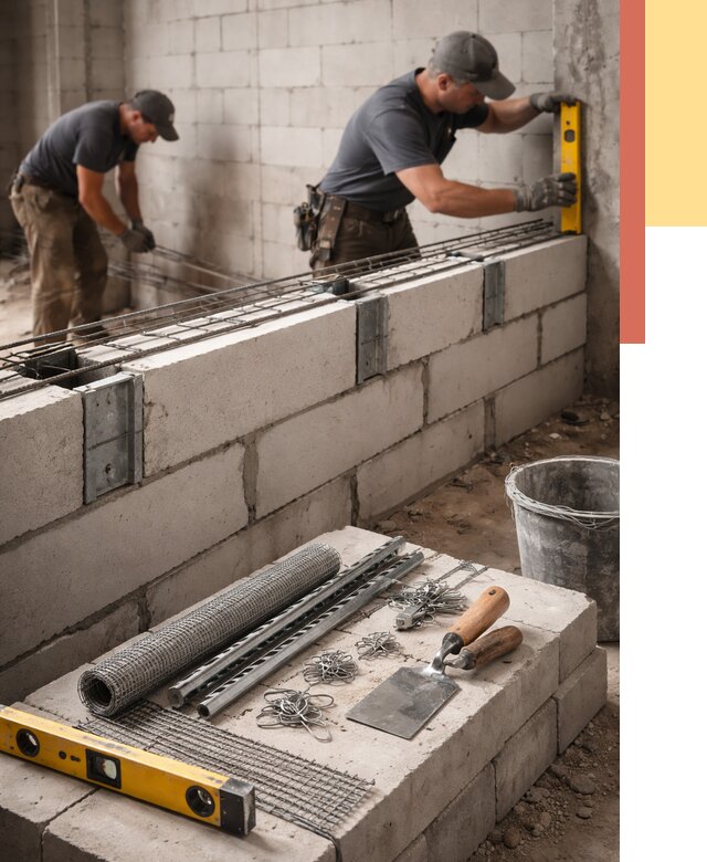 Армирование кладки перегородок в Конаково от 760 руб. под ключ | ОТДЕЛОЧНИК-Кнк