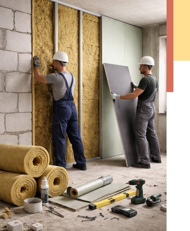 Шумоизоляция перегородок из блоков в Конаково от 1875 руб./м² — быстро и недорого | ОТДЕЛОЧНИК-Кнк