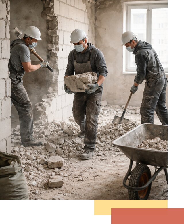 Демонтаж блочных перегородок в Конаково быстро и аккуратно