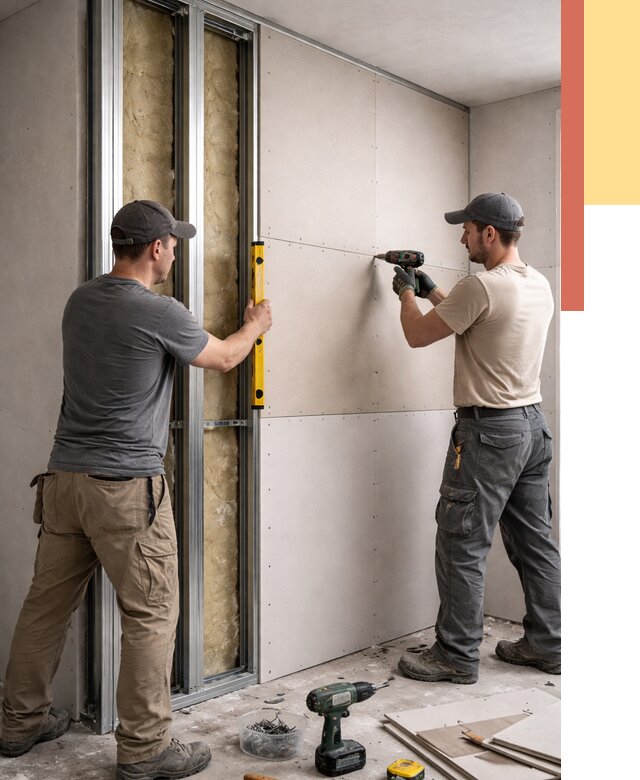 Монтаж двухслойной перегородки из гипсокартона в Конаково от 1470 руб. | ОТДЕЛОЧНИК-Кнк