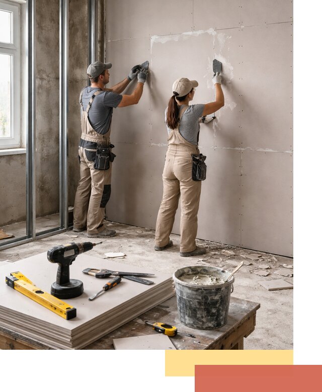 Монтаж двухслойной перегородки из гипсокартона в Конаково