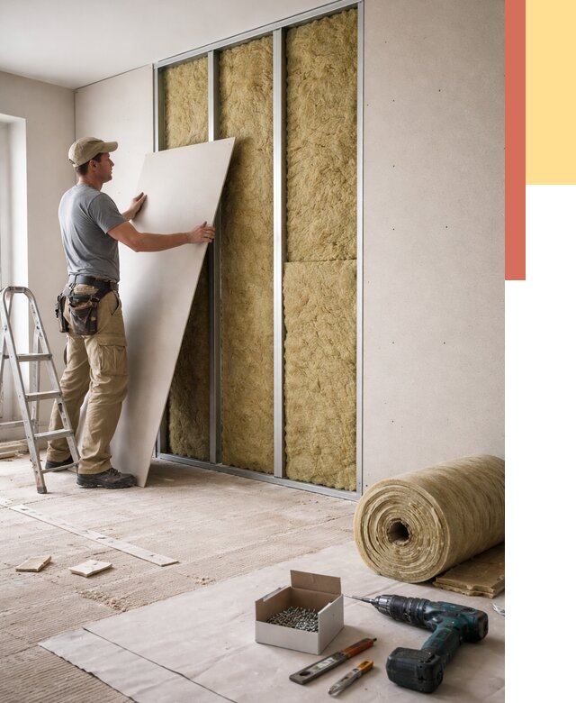 Перегородка из гипсокартона с шумоизоляцией в Конаково от 3163 руб. | ОТДЕЛОЧНИК-Кнк