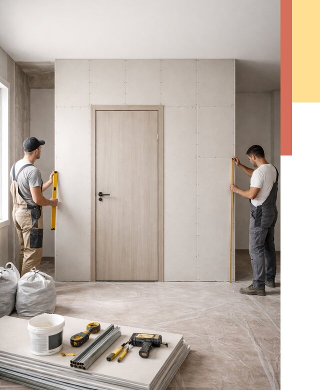 Перегородка из гипсокартона с дверью в Конаково от 4562 руб. под ключ | ОТДЕЛОЧНИК-Кнк