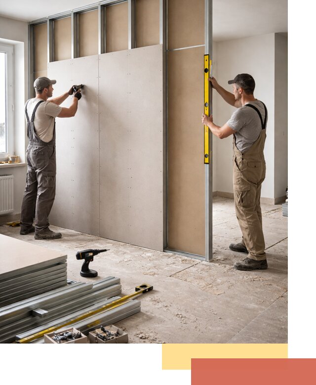 Зонирующая перегородка из гипсокартона под ключ в Конаково