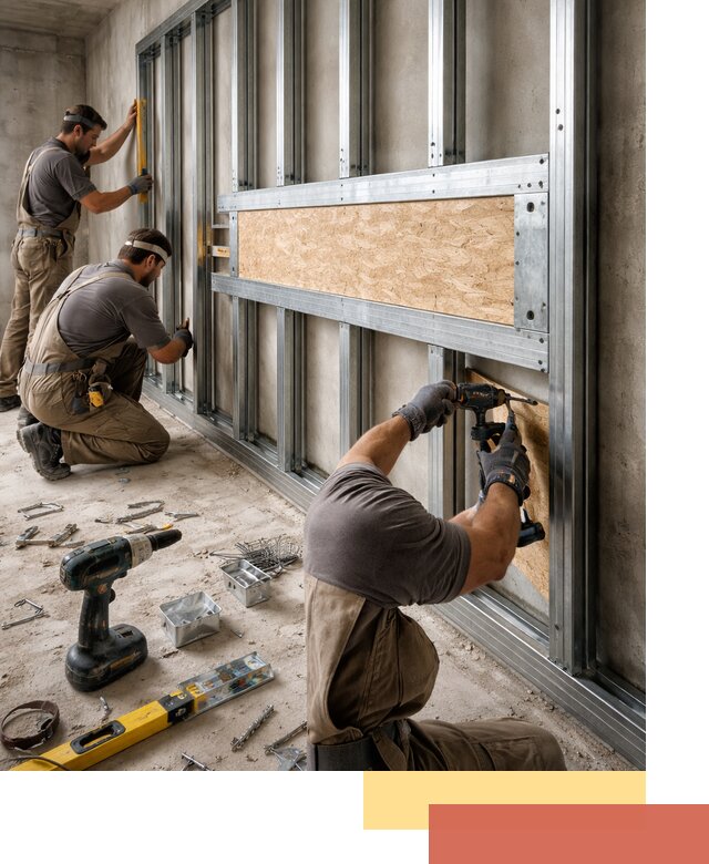 Усиленная перегородка для крепления тяжёлых конструкций в Конаково