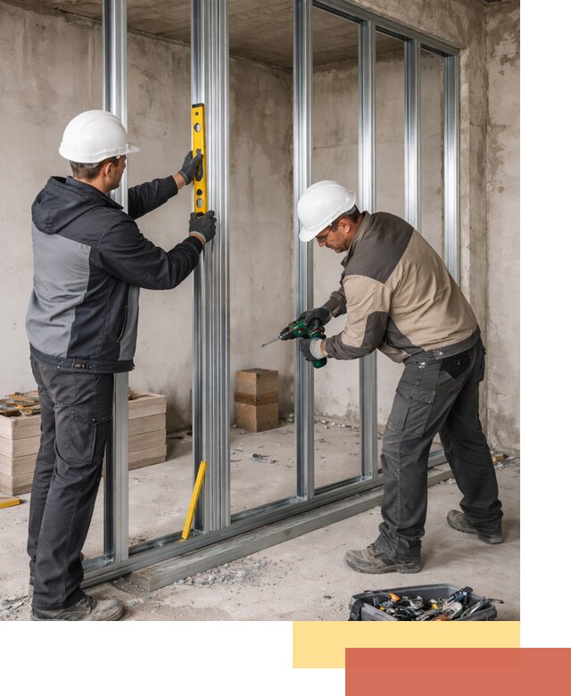 Монтаж каркаса перегородки из профиля в Конаково