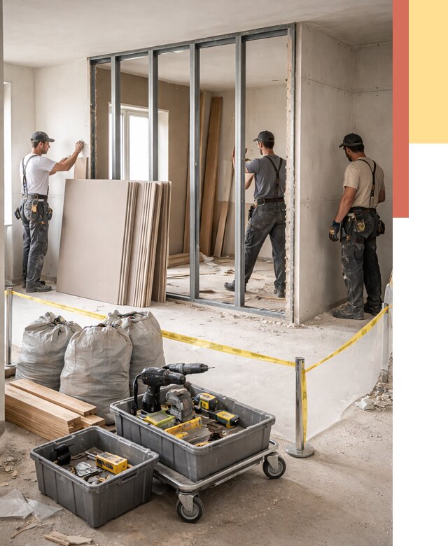 Перенос гипсокартонной перегородки в Конаково под ключ от 4562 руб. | Демонтаж и монтаж – ОТДЕЛОЧНИК-Кнк