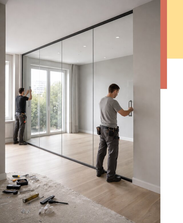 Изготовление стеклянных перегородок в Конаково от 12519 руб. под ключ | ОТДЕЛОЧНИК-Кнк