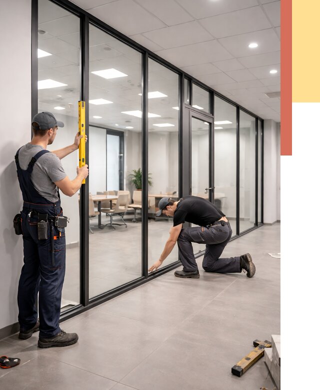 Каркасные стеклянные перегородки в Конаково под ключ от 9326 руб. | ОТДЕЛОЧНИК-Кнк