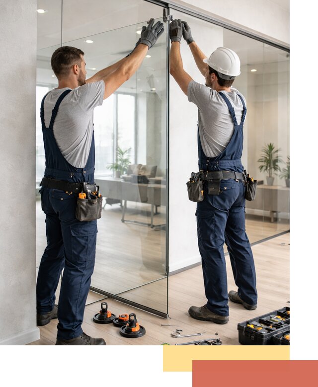 Безрамные стеклянные перегородки под ключ в Конаково