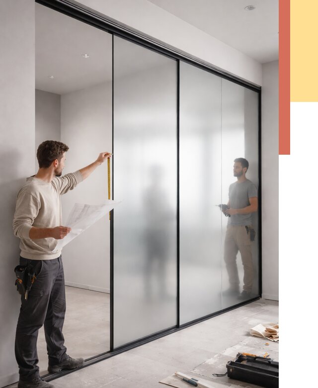 Матовые стеклянные перегородки в Конаково от 8616 руб. — монтаж и установка | ОТДЕЛОЧНИК-Кнк