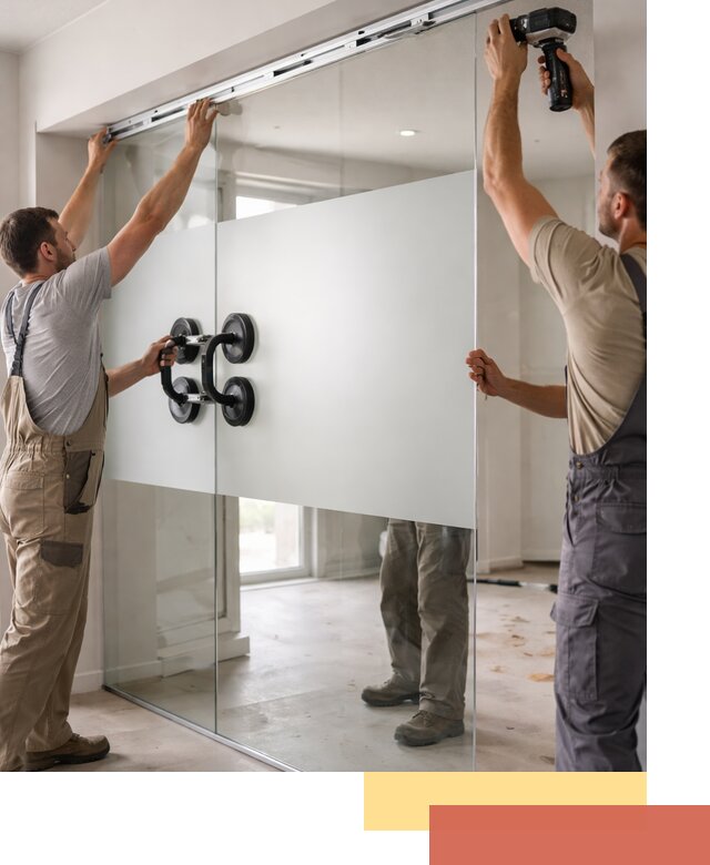 Матовые стеклянные перегородки под ключ в Конаково