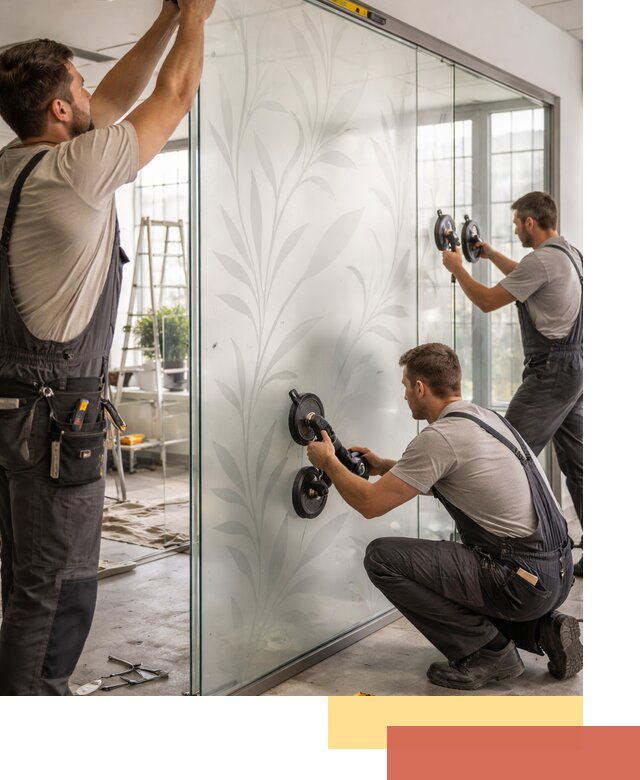 Стеклянные перегородки с рисунком на заказ в Конаково